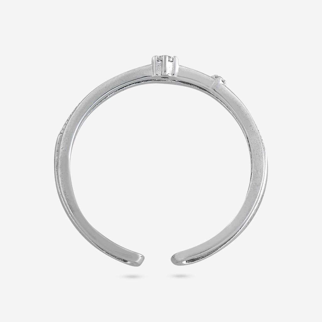 White Rodium Plated - Office Wear Silver Finger Ring - 466015 : 466015