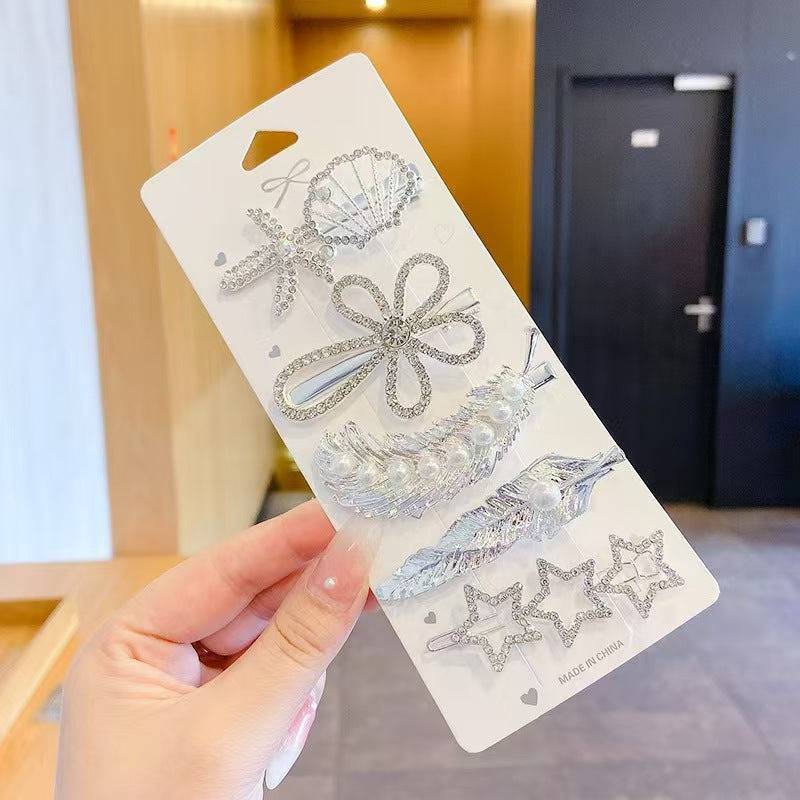 Set Of 5 Silver Beauty Hair Pins : HX-HP-C5-0042-S
