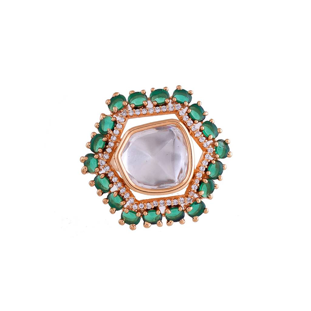 Kundan Opulance Riyasat Emerald Ring : 8905124540024