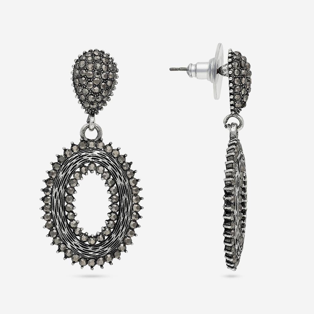 Grey Oxidised - Plated Casual Wear Trendy Earring - 450657 : 450657