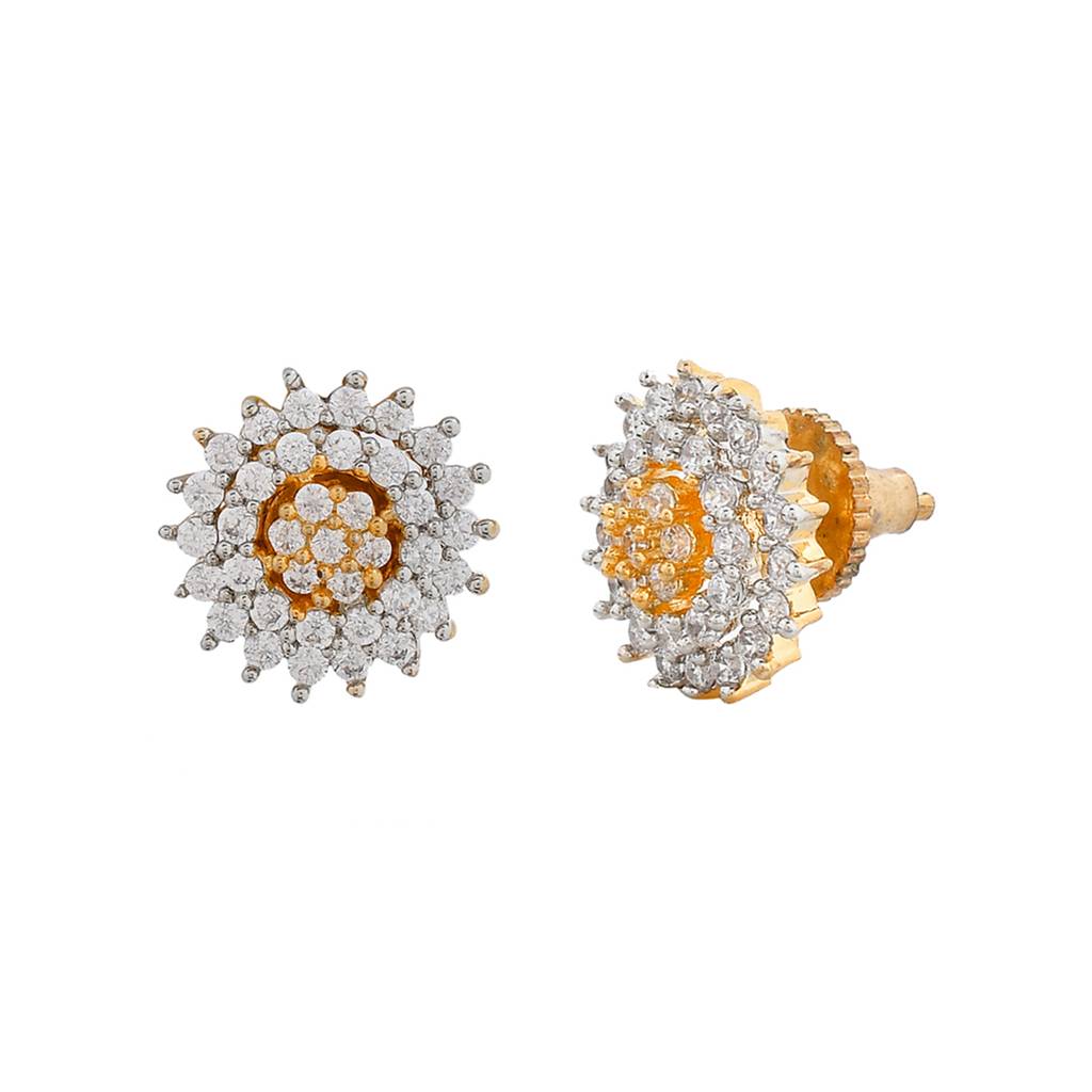 Sparkling Elegance Round Layered Cz Studded Earrings : 8905124499230