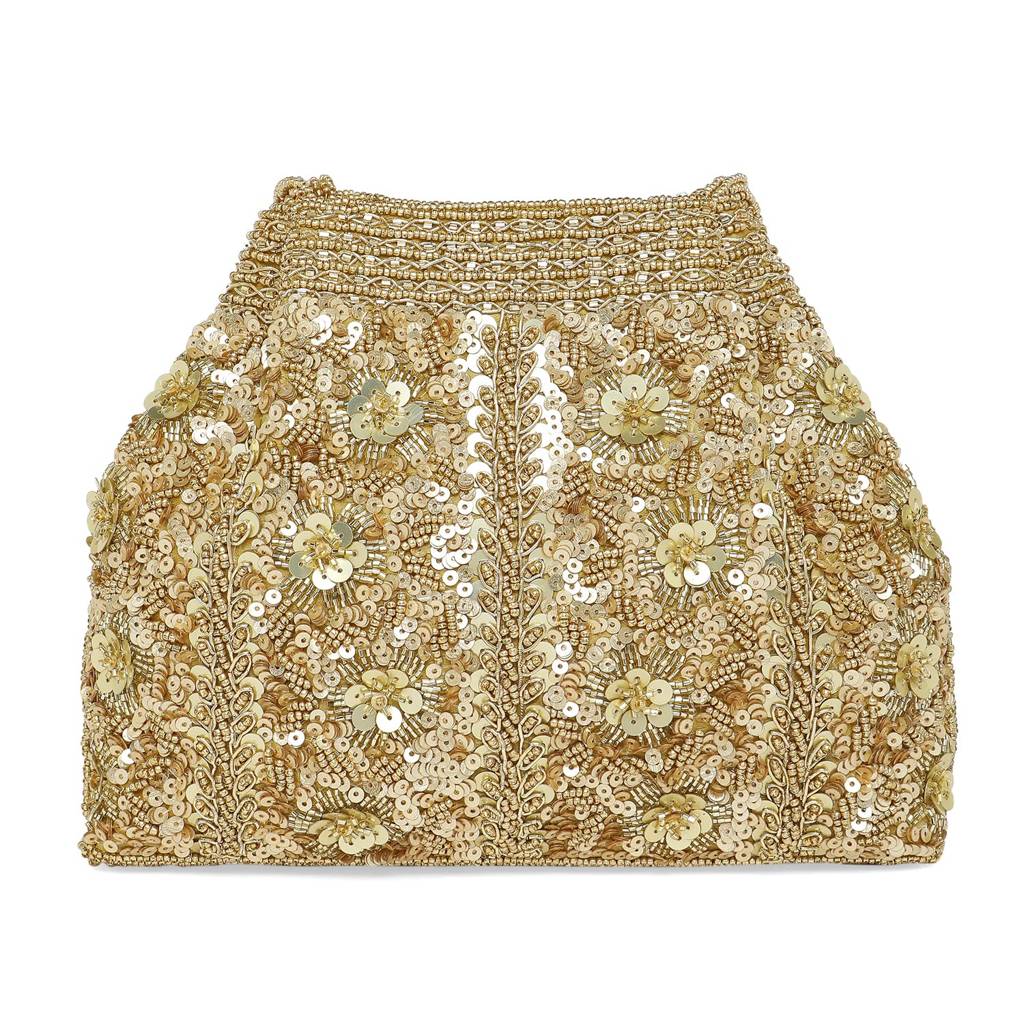 Gold Potli Bag For Women Handmade Evening Wristlet Handbag Stylish Bridal Purse Fashion Bag For Girls (P134G) : P134G