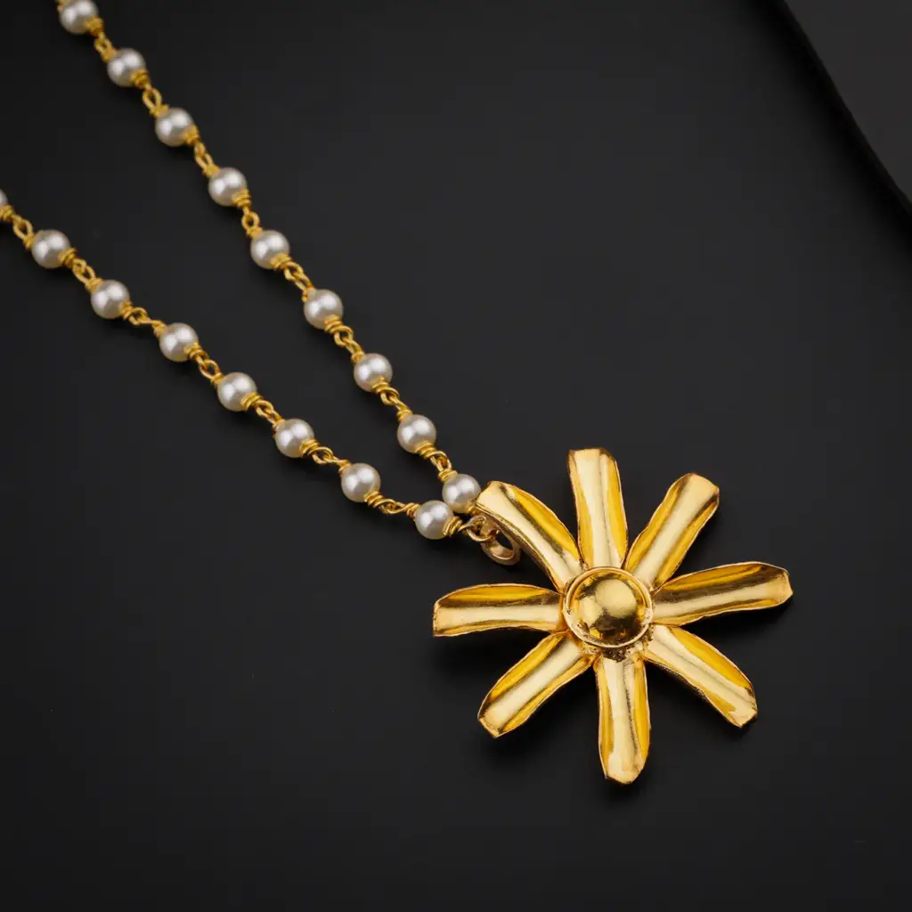 Gulbahaar Silver Necklace With Pearls |  92.5 Silver | 22K Gold Plated : 91341463