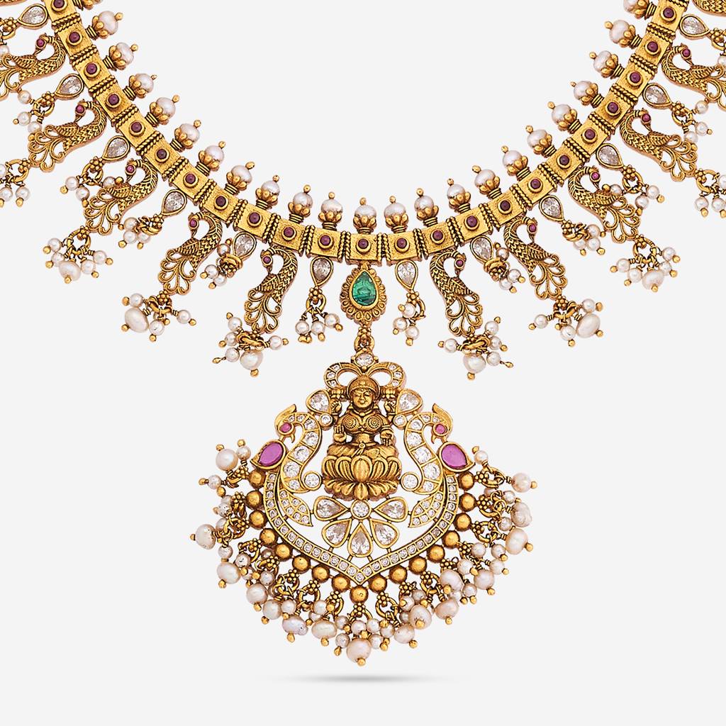 Ruby-Green Gold - Plated Bridesmaid Temple Necklace - 452121 : 452121