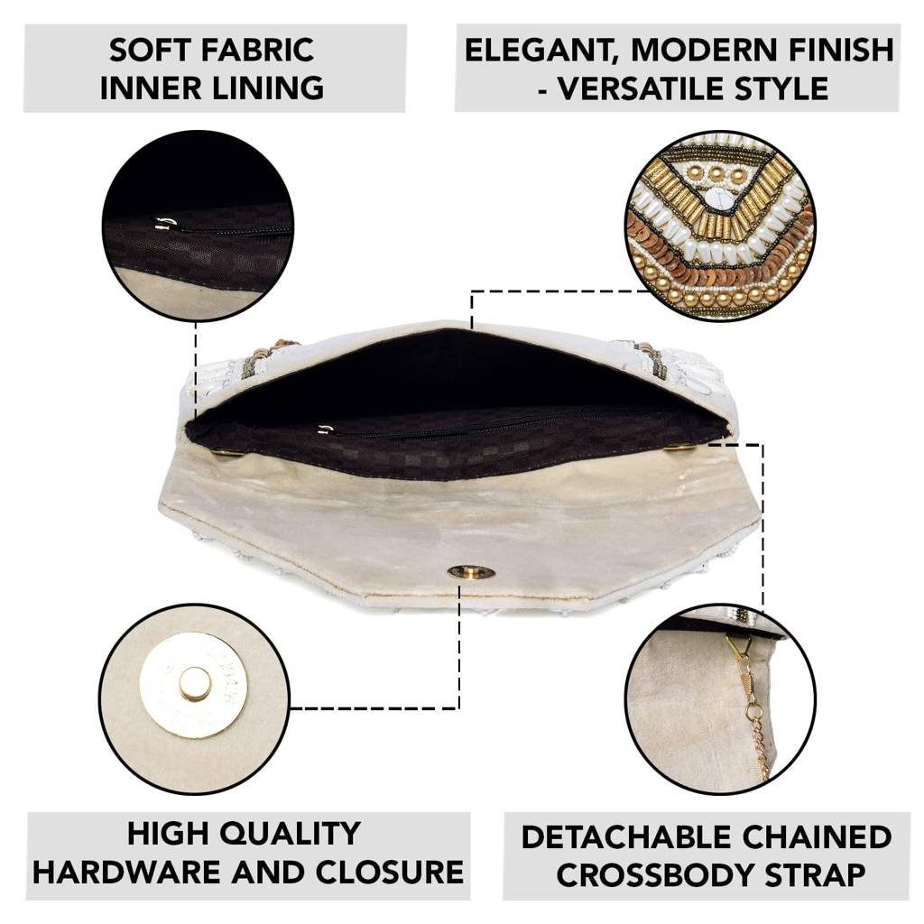 Clutch Purses For Women Handmade Evening Sling Handbag Stylish Bridal Fashion Clutch Bag For Girls (C156G) : C156CRM