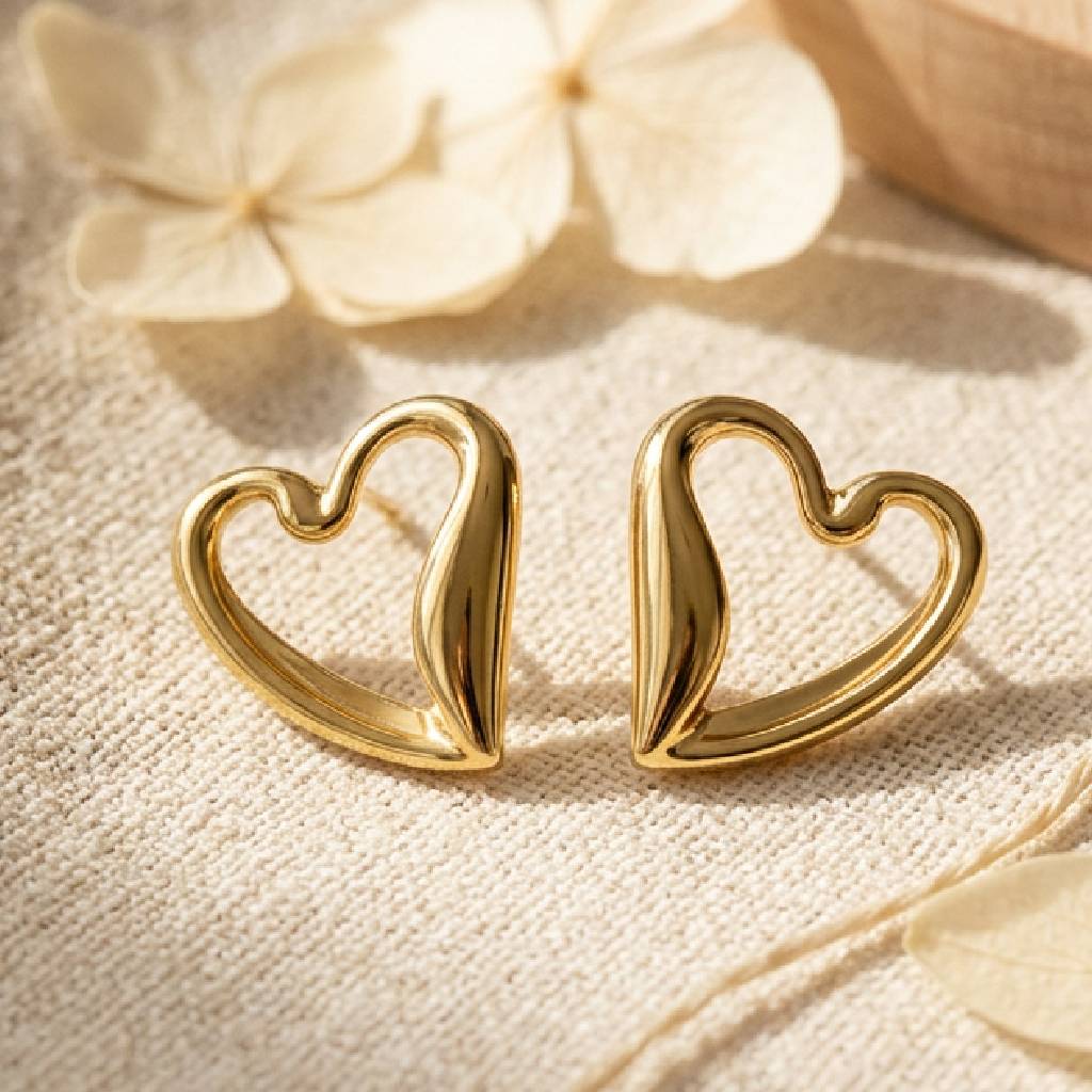 JEWELZ Gold Plated Heart Hoop Earrings For Women · Eternz