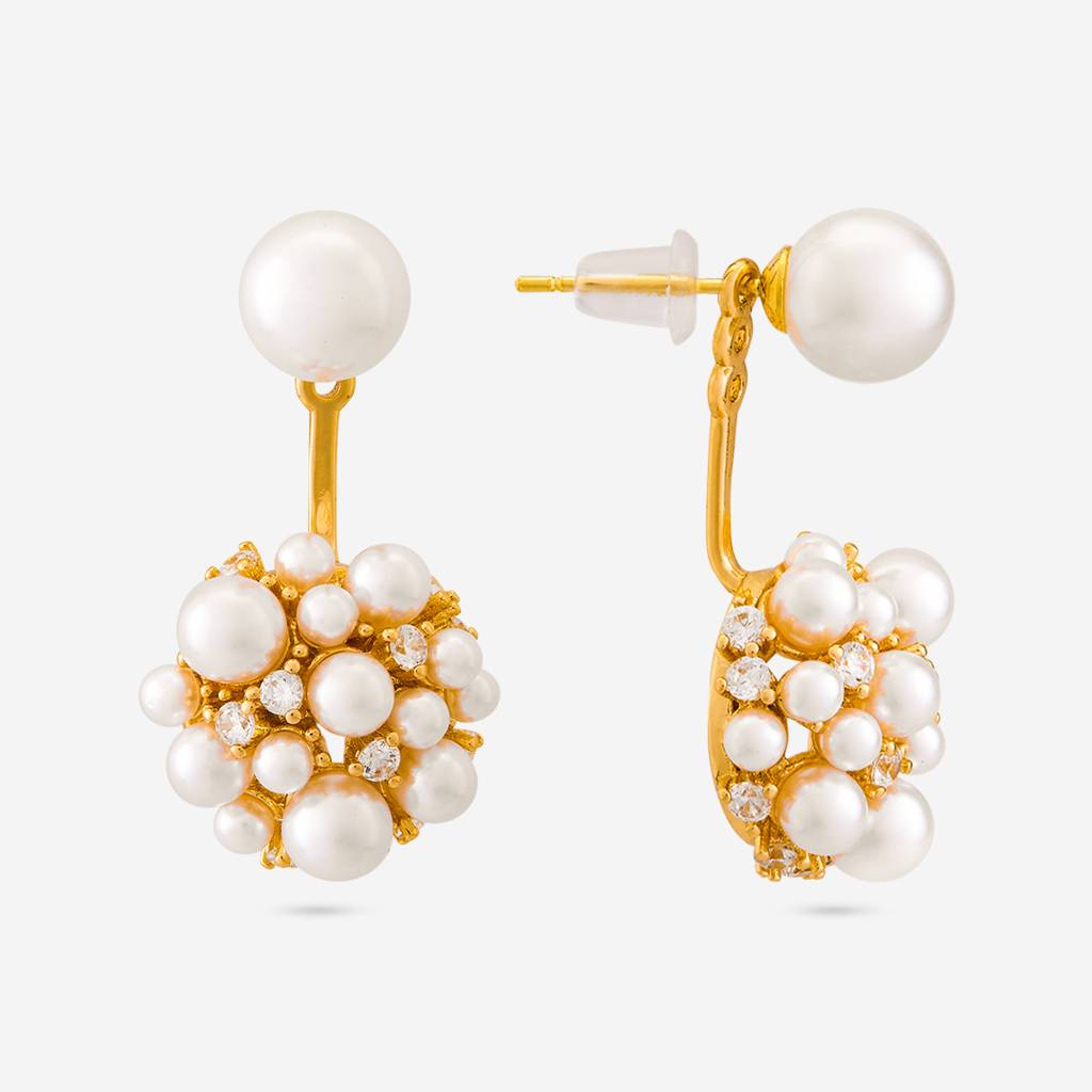 Pearl Gold - Plated Casual Wear Trendy Zircon Earring - 464709 : 464709
