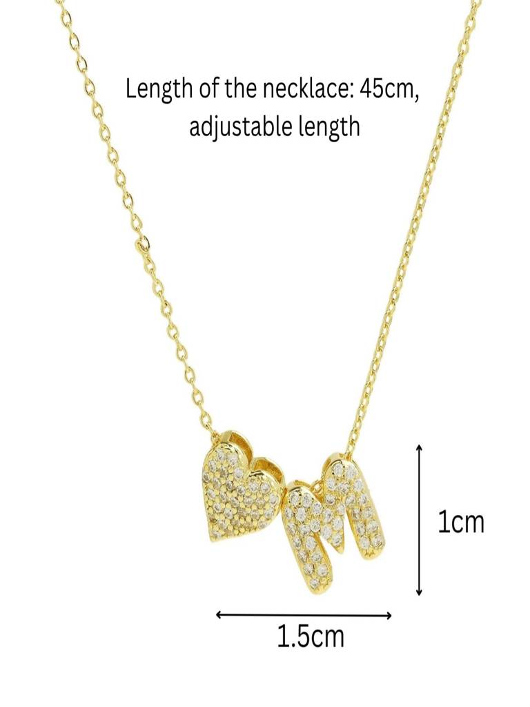 Reversible Initial Letter & Heart With Zircons Gold Plated Antitarnish Pendant : ABY0226P201GM