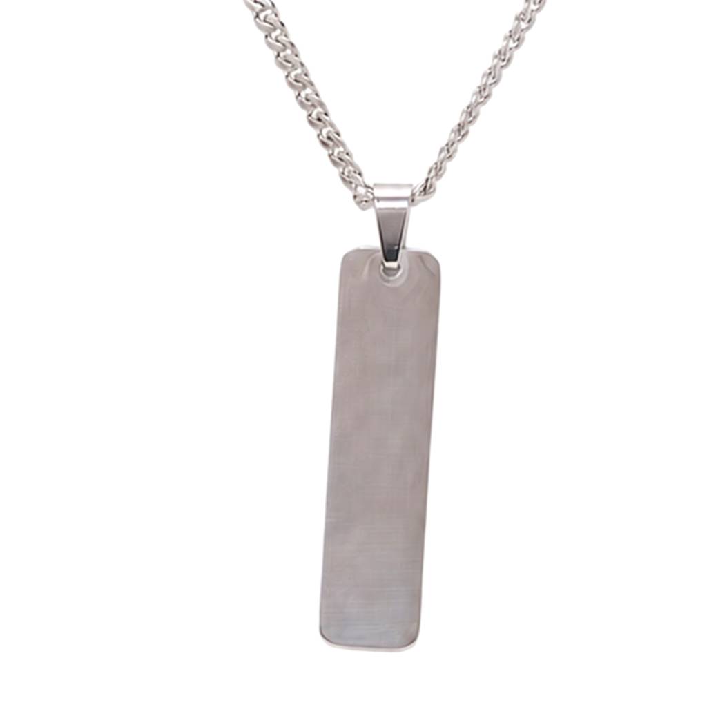Fancy Sleek Rectangular Bar Pendant Chain Necklace For Men & Women Silver Plated Minimalist Unisex Fashion Stylish : PX9CH151S