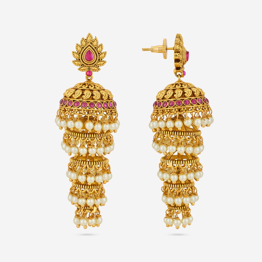 Ruby Gold - Plated Bridal Antique Earring - 460626 : 460626