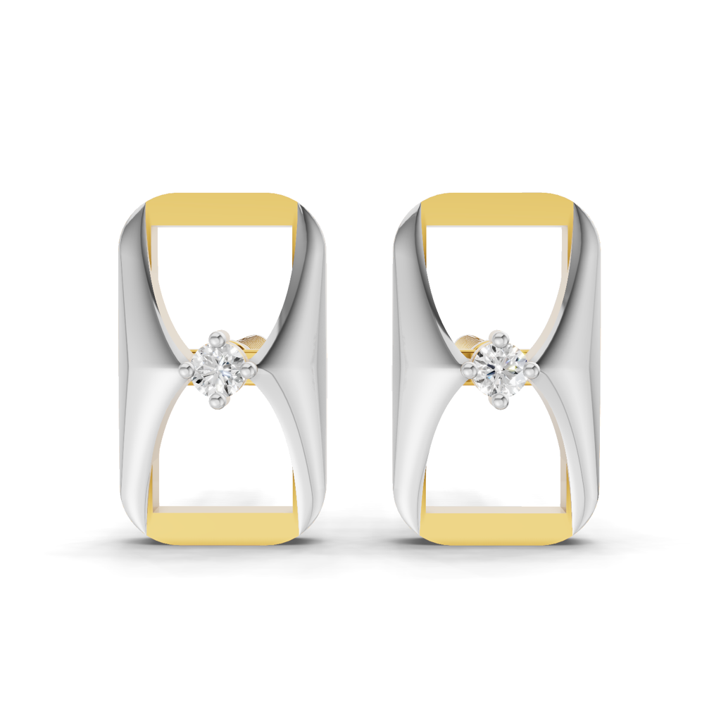 Lab Grown Diamond 0.02 Carat 925 Sterling Silver Gold Plated Fashion Earrings : SQTN20459-EG-925S-002CT