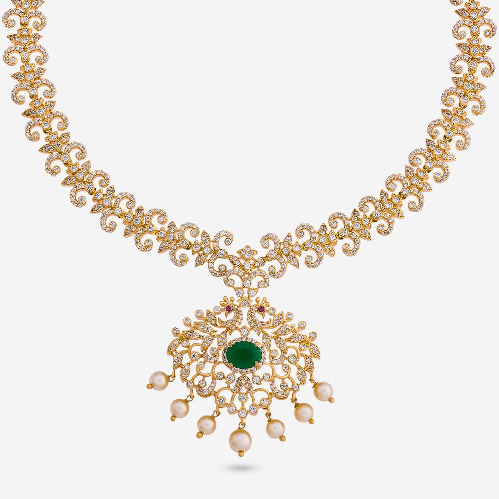 Gold Plated - Party Wear Zircon Necklace - 462468 : 462469