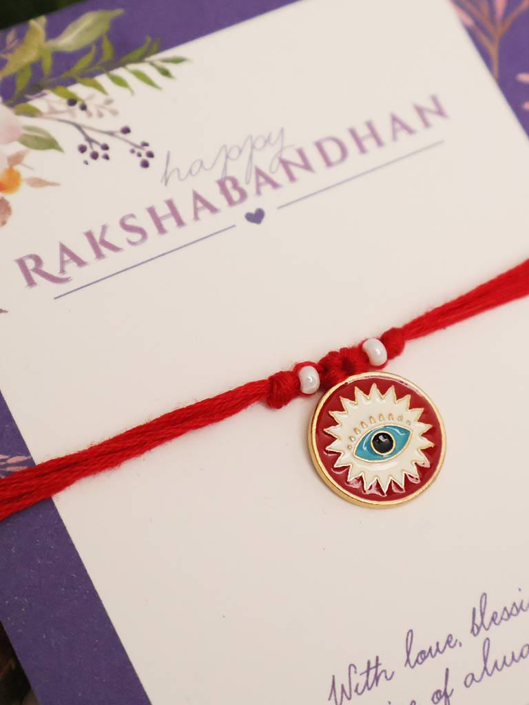Evil Eye Protection Rakhi With Roli Chawal Capsules : ACJR107-Re