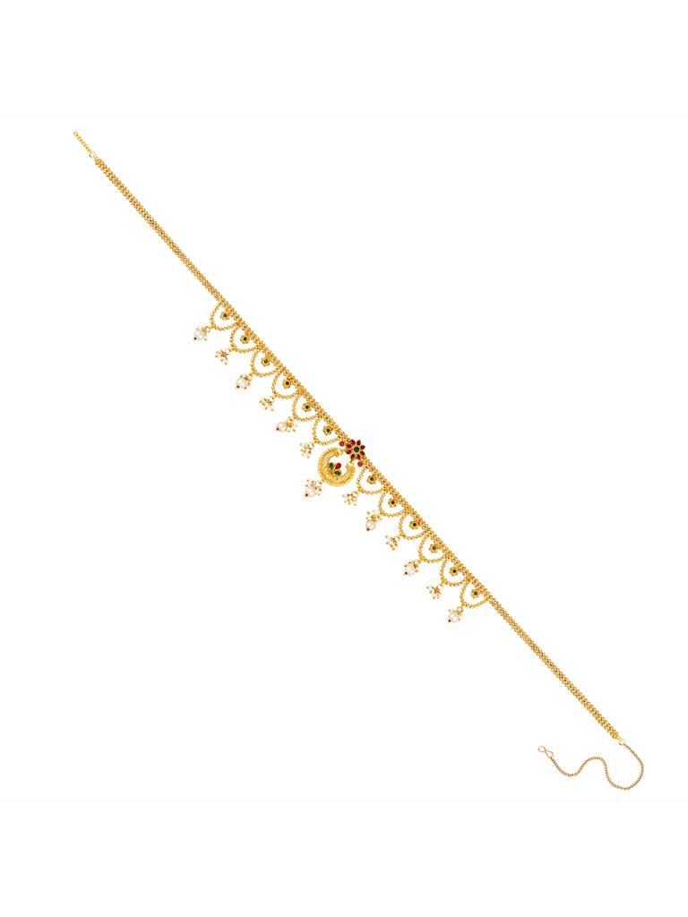 Combo Of Gold Plated Kundan Pearl Waist Chains Adjustable Kamar Bandh Gift For Women : PF04BCH002RG-PF04BCH001RG