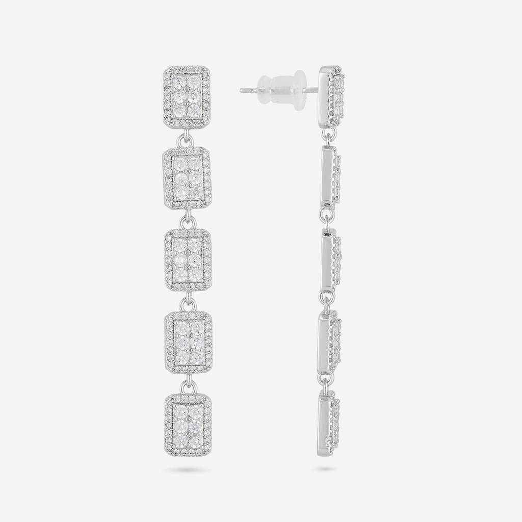 White - Plated Casual Wear Trendy Zircon Earring - 466908 : 466909