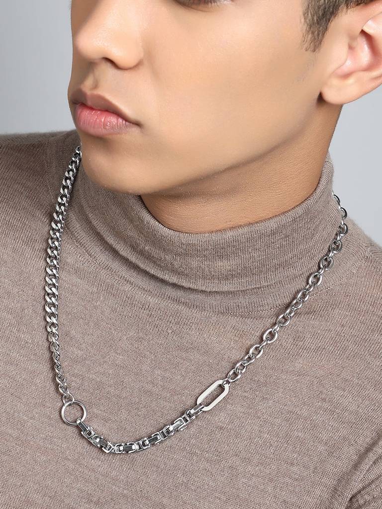 Men'S The Mechanical Chain Necklace - Metallic Silver : FANC1208