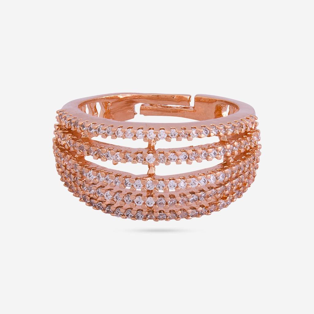 White Rose Gold Plated - Casual Wear Zircon Finger Ring - 466374 : 466374