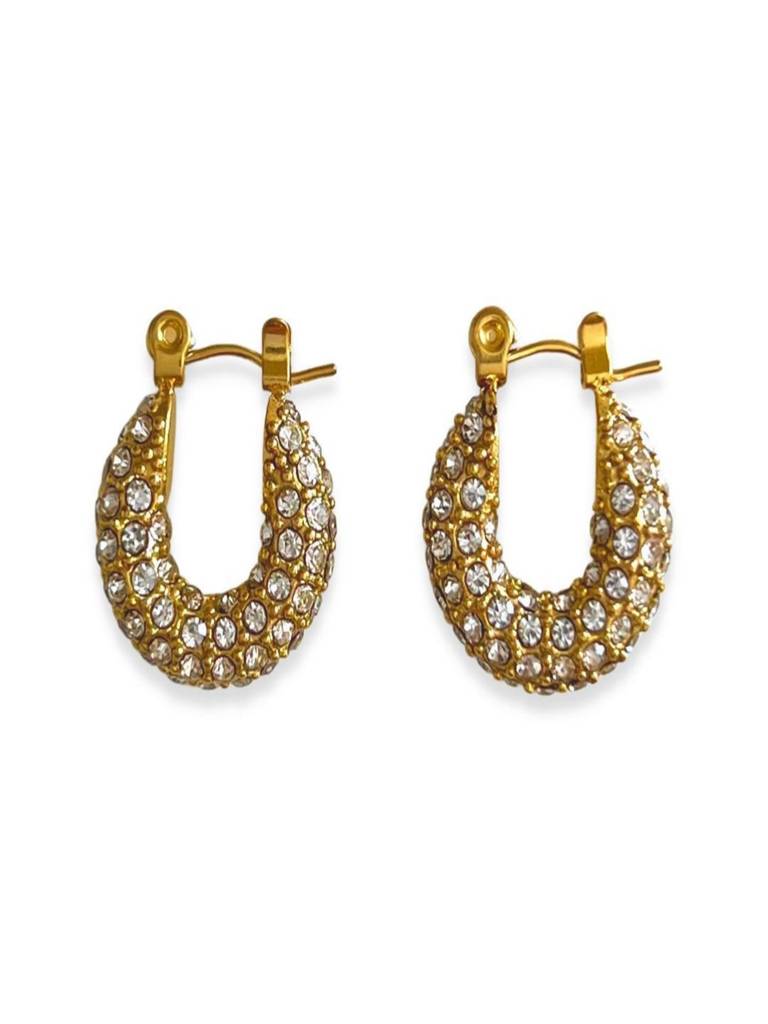 Zircon Small Hoop Earrings 18K Gold Plated Waterproof Anti-Tarnish : ADZ0925E428SM