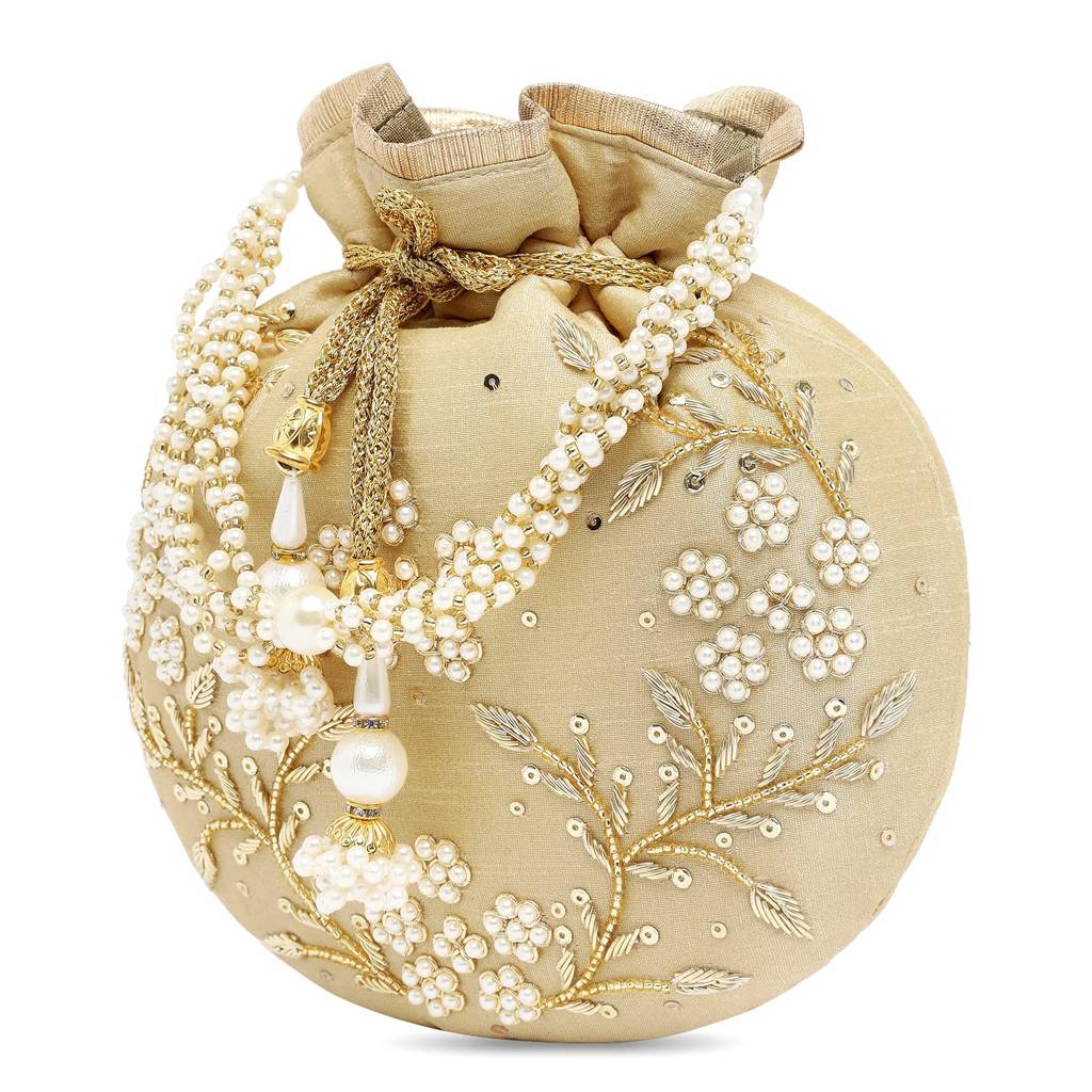 Rani Potli Bags For Women Evening Bag Clutch Ethnic Bride Purse With Drawstring (P86Rp) : P86G