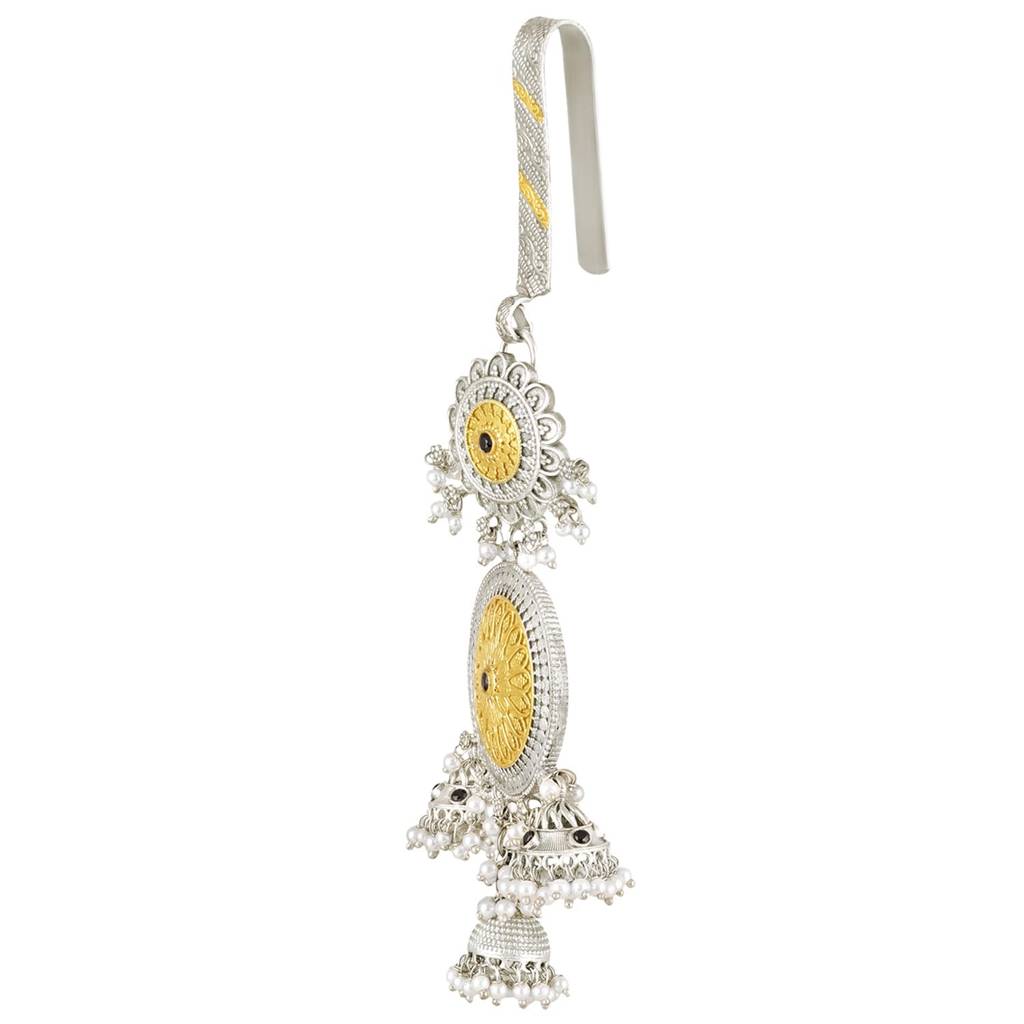 Oxidized Silver Gold Plated Ethnic Saree Waist Belly Kamar Challa Key Chain Juda Traditional Jewellery For Women : PF55BCL01GS