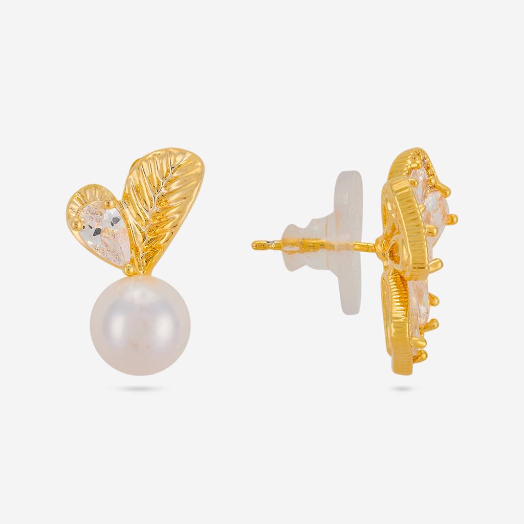 Pearl Gold - Plated Casual Wear Trendy Zircon Earring - 464637 : 464637