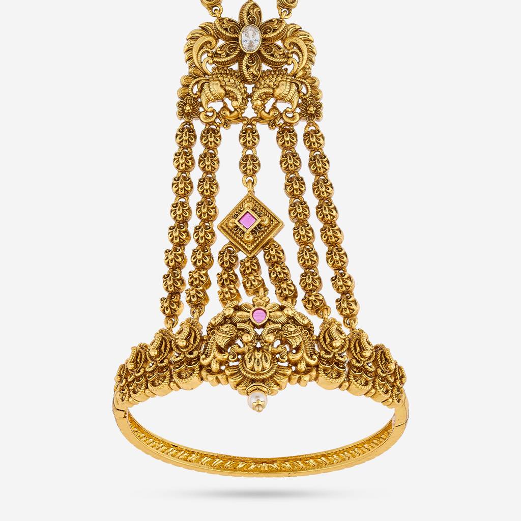 Ruby Gold - Plated Bridal Antique Hathpan - 452453 : 452453