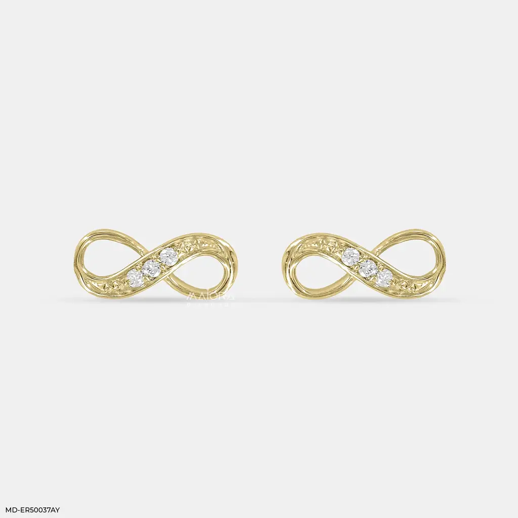 925 Sterling Silver Lab-Grown Diamond Infinity Stud Earrings 18K Yellow Gold Plated : MD-ER50037AY