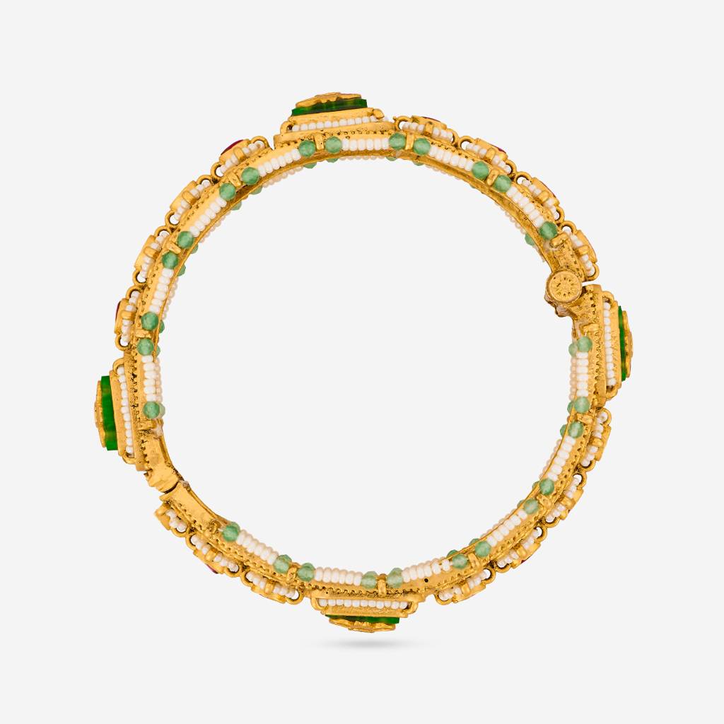 Ruby-Green Gold - Plated Bridesmaid Antique Bangle - 462972 : 462972