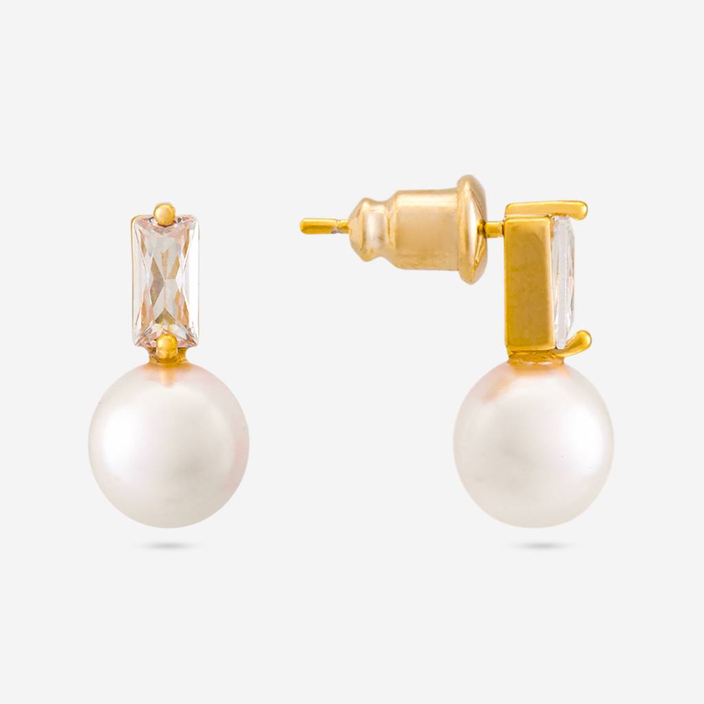Pearl Gold - Plated Casual Wear Trendy Zircon Earring - 464679 : 464679