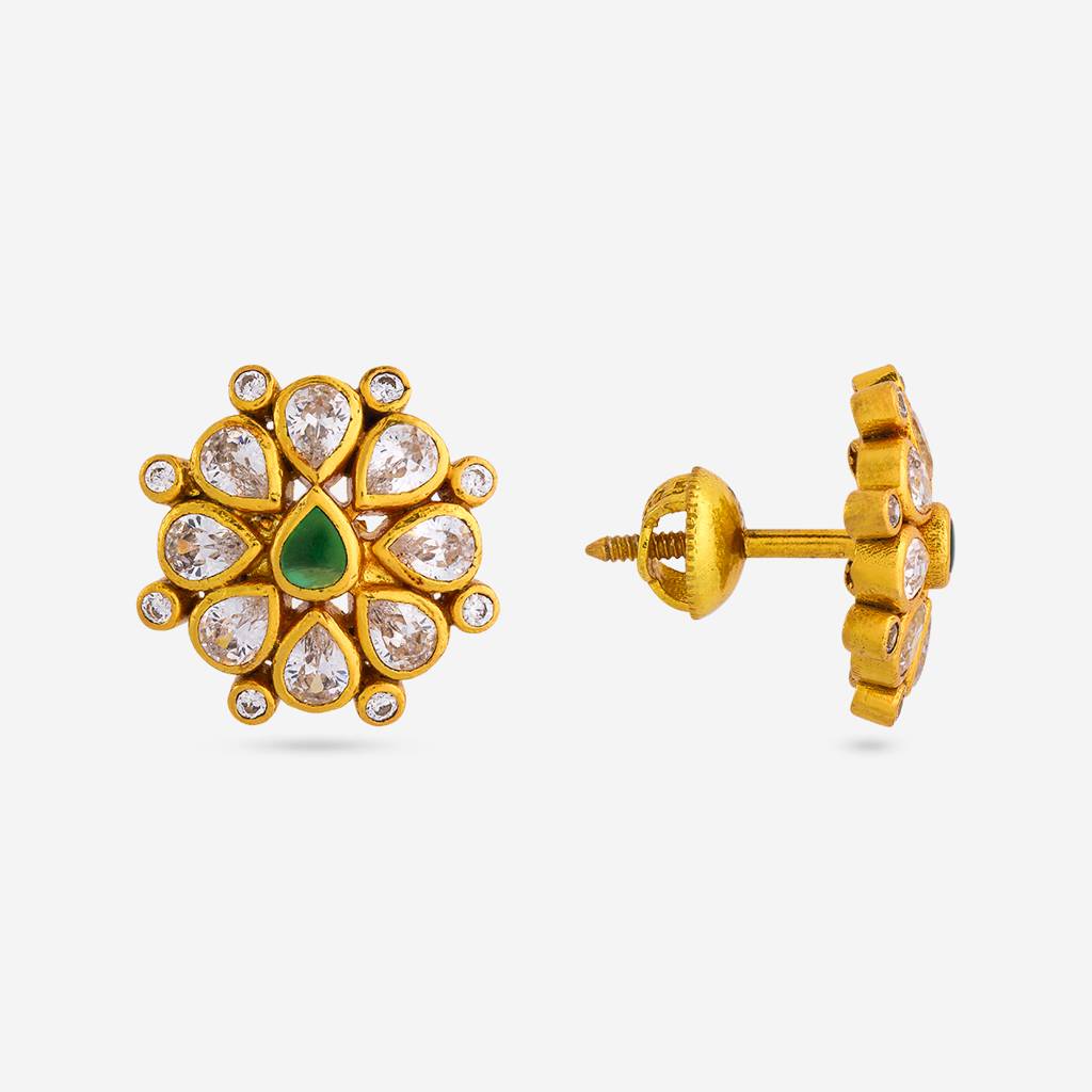 Green Gold - Plated Festive Temple Earring - 469523 : 469523