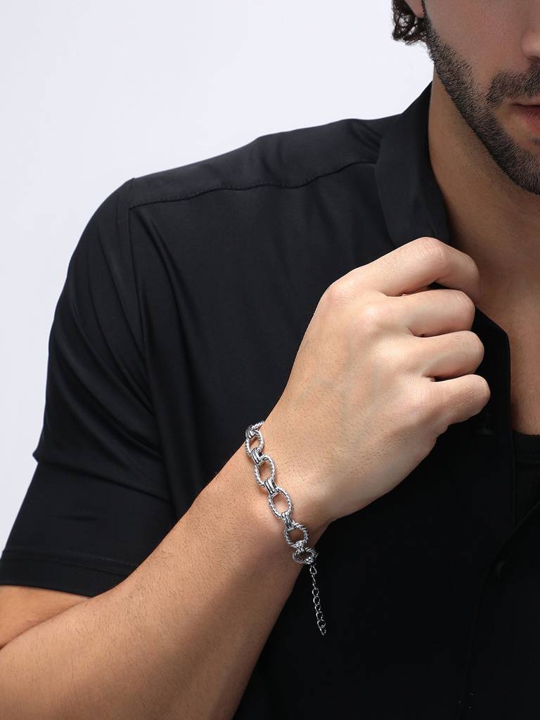 Men'S The Rope Link Bracelet - Metallic Silver : FABR1217