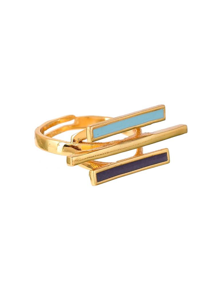 Benzene Gold Contemporary Enamelled Adjustable Ring : 8905124456530