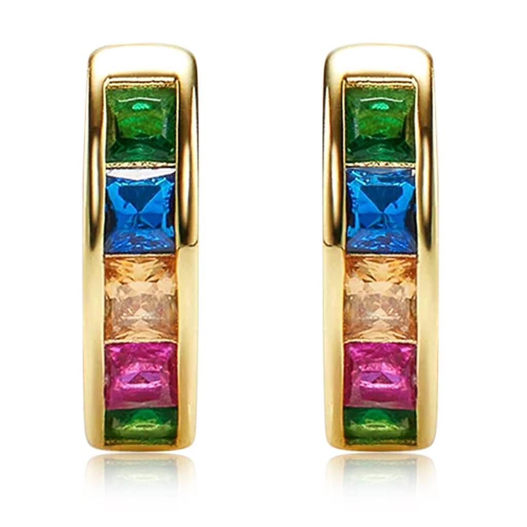 Peora Gold Plated Multi Crystal Studded Stylish Hoop Huggie Earring Jewellery For Women : PX9E73G