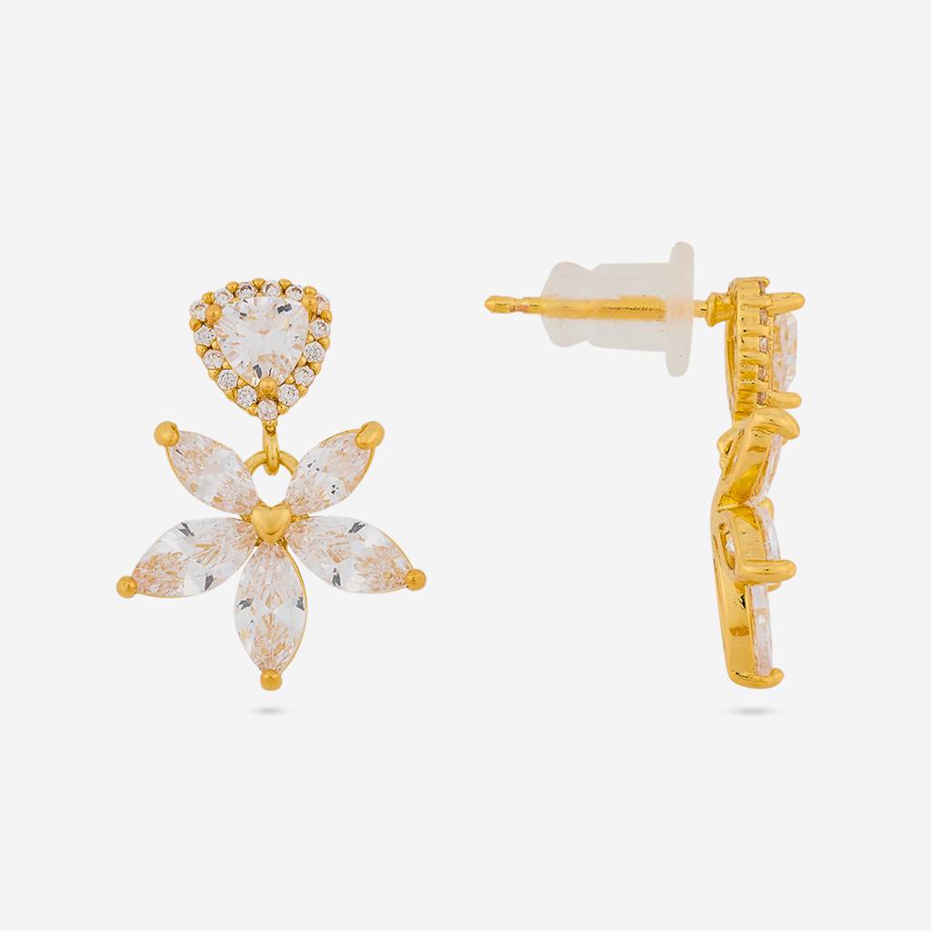 White Gold - Plated Casual Wear Trendy Zircon Earring - 460395 : 460395