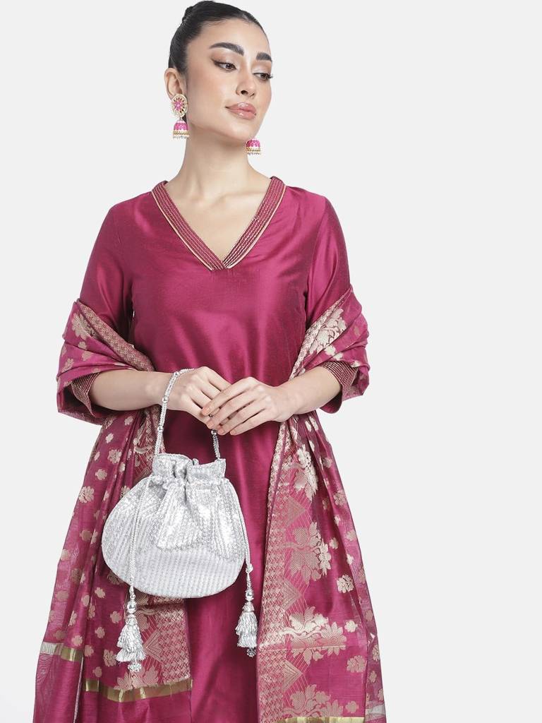 Potli Bags For Women Girls Evening Bag Clutch Ethnic Bride Purse With Drawstring (P07G) : P07S
