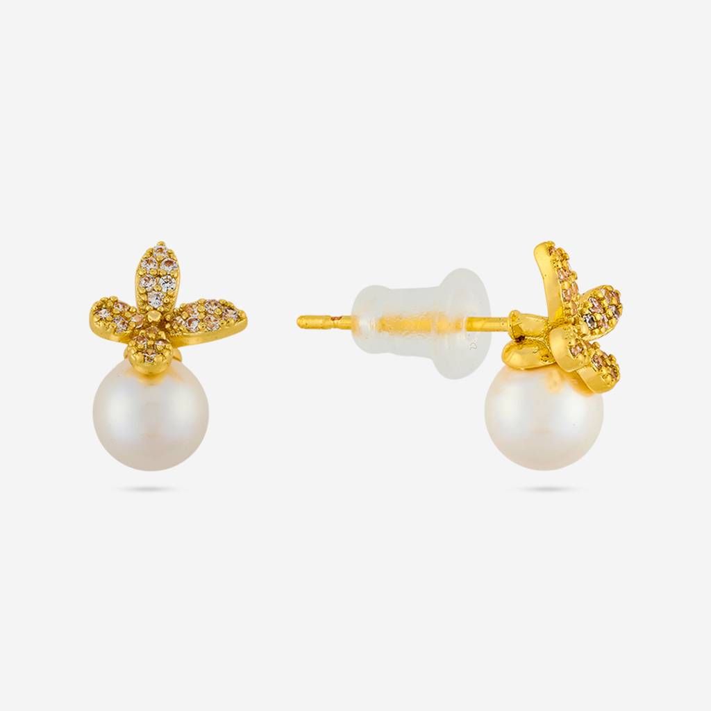 Pearl Gold - Plated Casual Wear Trendy Zircon Earring - 460168 : 460168