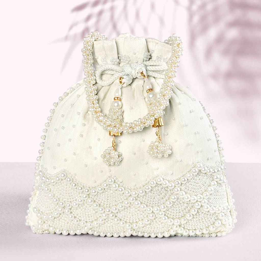Potli Purse For Women Handmade Handbag Stylish Bridal Fashion Ethnic Wristlet Bag For Girls : P204W