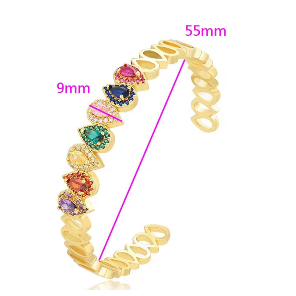 Colourful Tear Drop Zircon Stone Bracelet : RB55