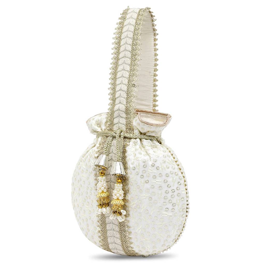 Potli Bags For Women Evening Bag Clutch Ethnic Bride Purse With Drawstring(P93Br) : P93W