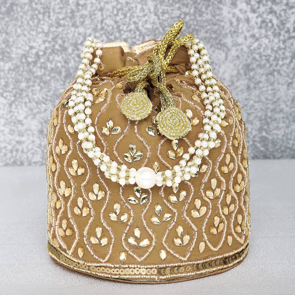 Embroidered Potli Bag For Women Handmade Ethnic Purse Evening Handbags Stylish Bridal Fashion Clutch Bag Gift For Girls : P88BR
