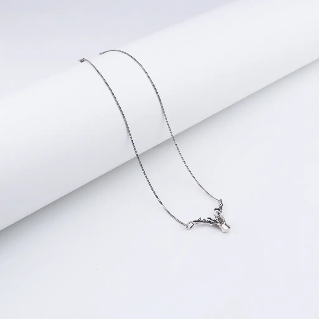 Silver Deer Pendant With Chain : 24238487