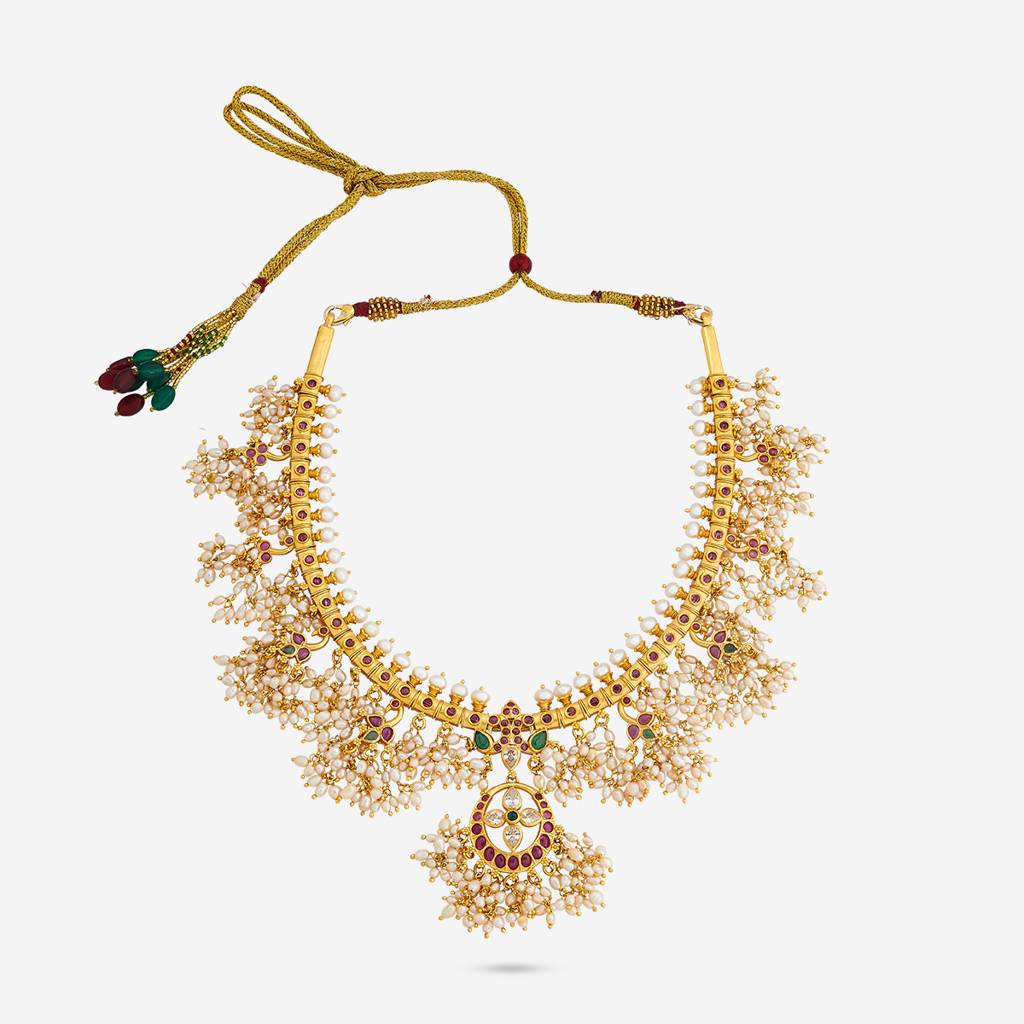 Ruby-Green Gold - Plated Bridesmaid Temple Necklace - 452652 : 452652
