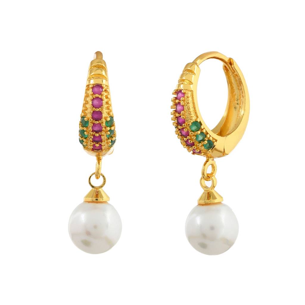 Sparkling Essentials Pearly Noor Hoop Earrings : 8905124547474