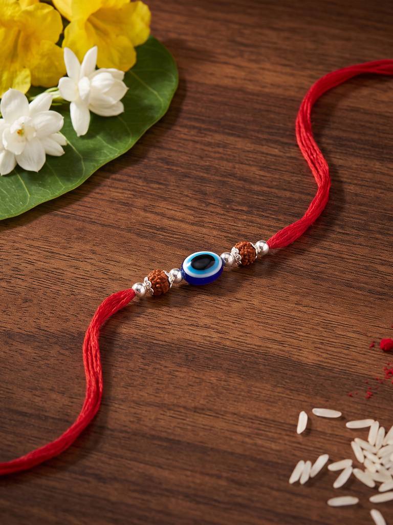 Silver Evil Eye Rudraksha Rakhi : BERA508