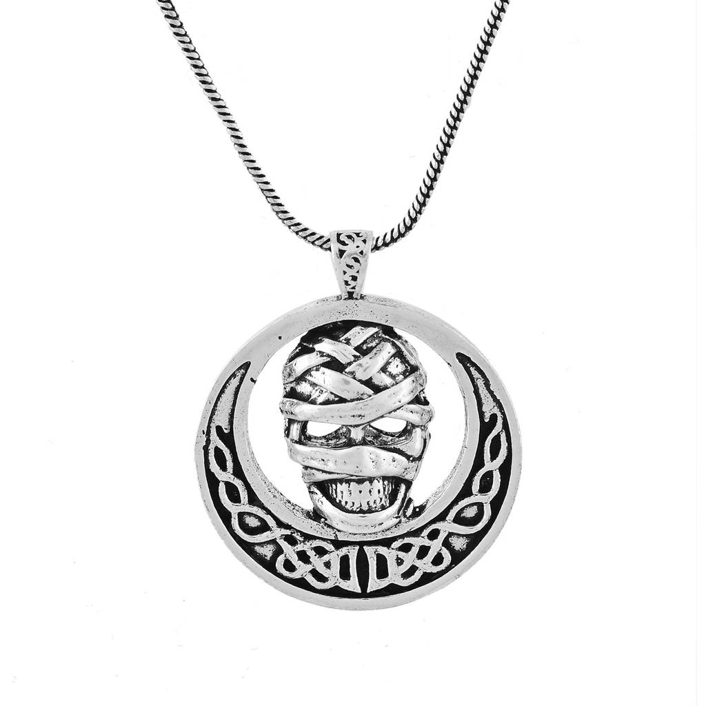 Statement Mummy Skull Silver Oxidised Men’S Pendant : 8905124565546