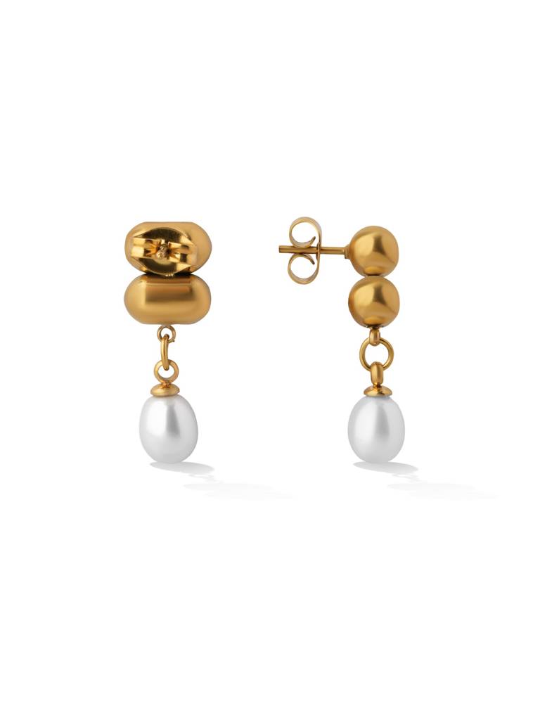 Dual Bar Pearl Accent Earrings For Women - Waterproof & Anti-Tarnish : ER0180