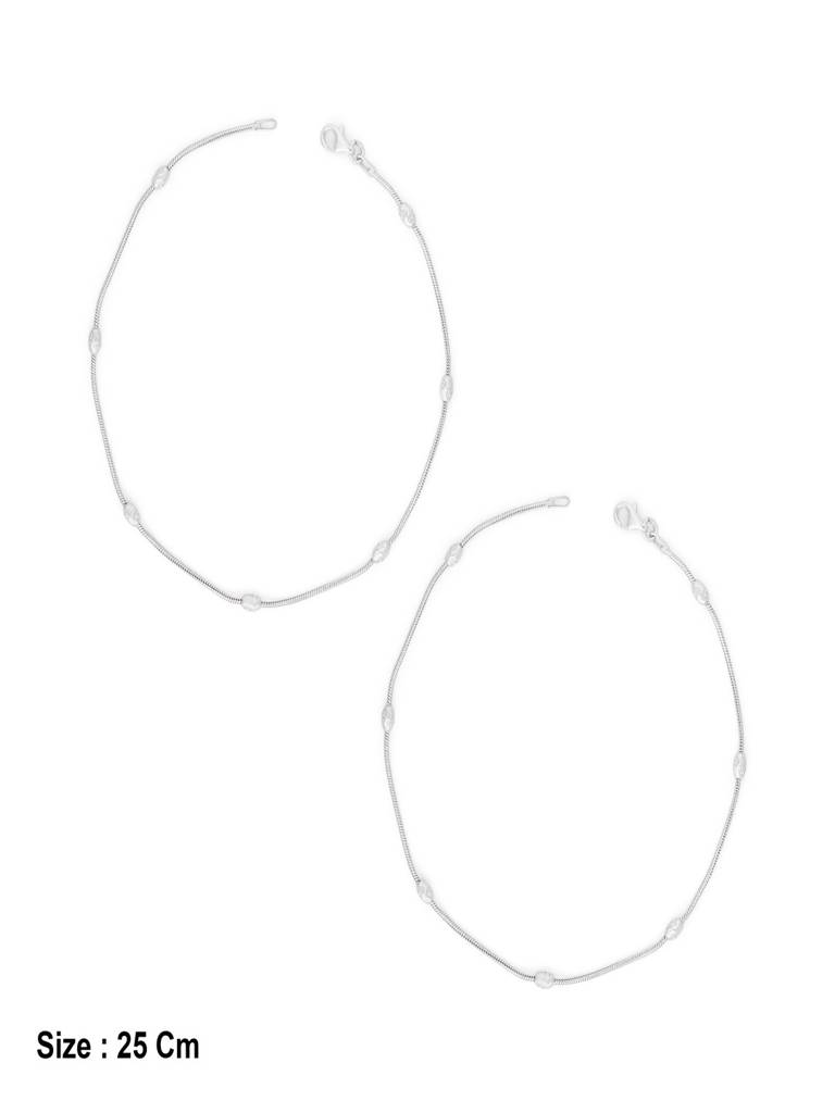 925 Sterling Silver Plain Bead Anklet For Women : SKN26N2122