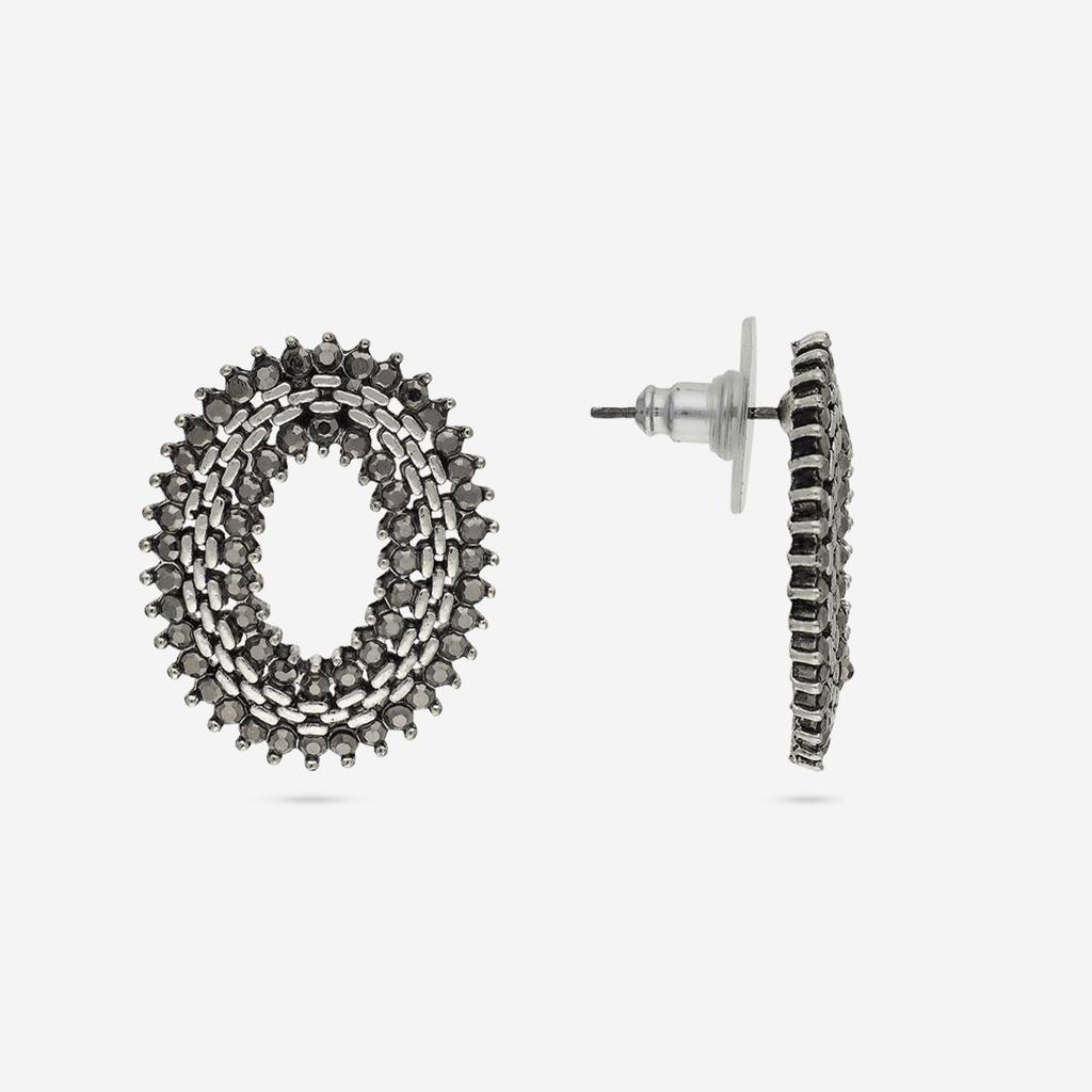 Grey Oxidised - Plated Casual Wear Trendy Earring - 450520 : 450520
