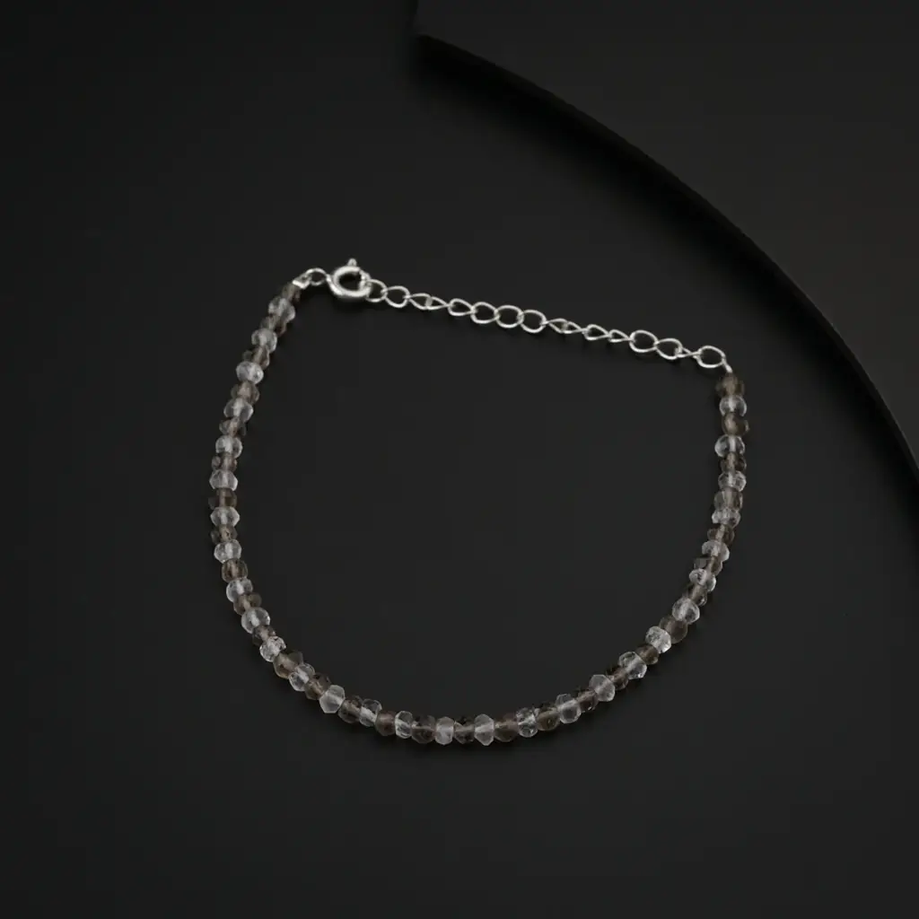 Smokey Quartz And Crystals Silver Bracelet : 40730519