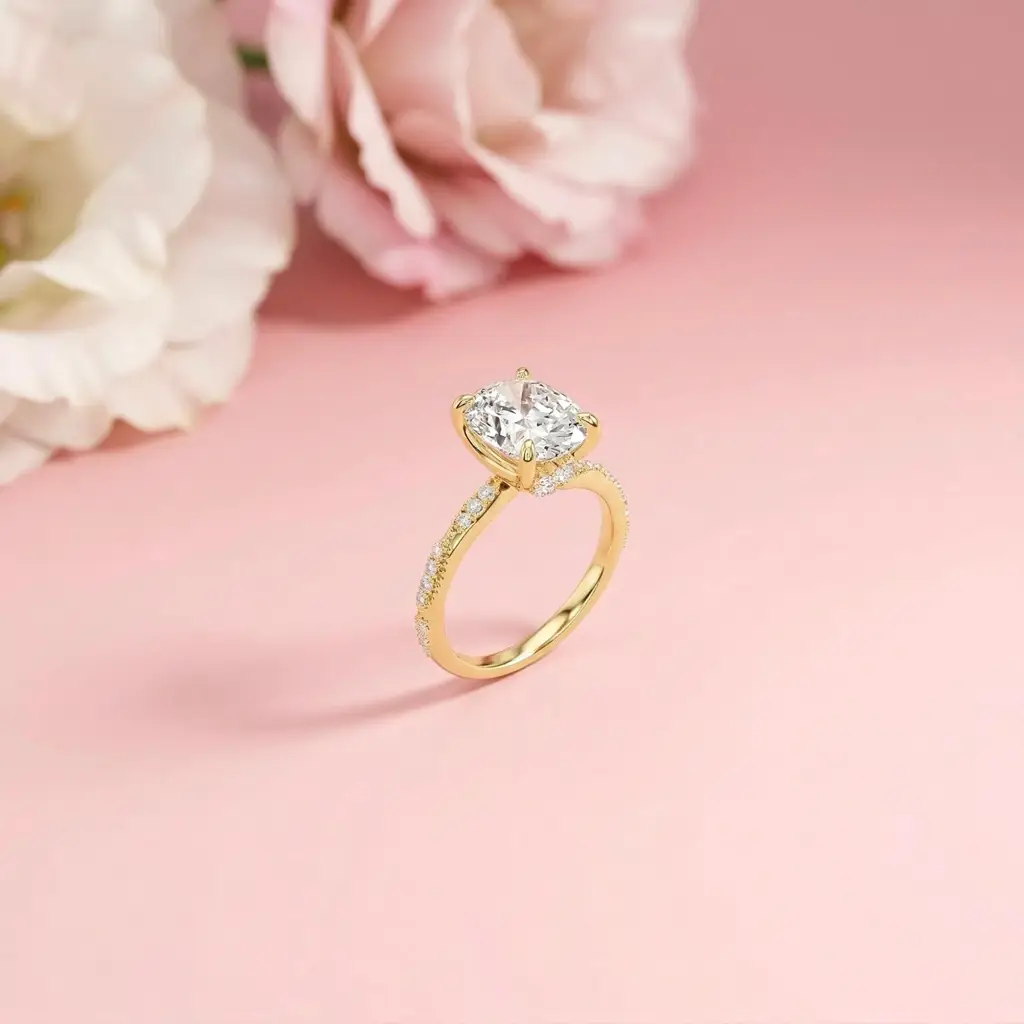 2.75Ct Moissanite Oval Solitaire Pavã© Ring : ZLM10026Y-10N